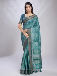 KALINI Zari Ethnic Motifs Printed Saree With Blouse Piece