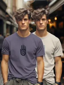 BULLMER Men Pack Of 2 Graphic Printed Round Neck Cotton T-shirts