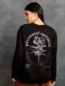 PRONK Women Drop Shoulder Printed Sweatshirt