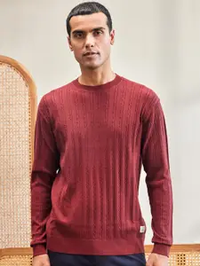 Mr Bowerbird Men Self Design Cable Knit Pullover