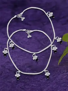 Heer Collection Set Of 2 Silver-Plated Anklets