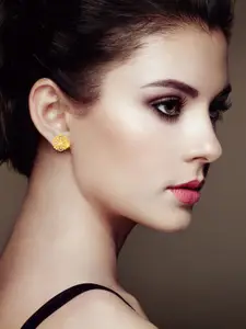 DIVASTRI Set Of 3 Gold-Plated Stone Studded Circular Studs