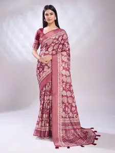 KALINI Floral Printed Saree With Blouse Piece