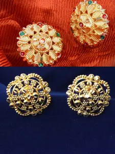 DIVASTRI Set Of 2 Gold-Plated Circular Studs