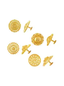 DIVASTRI Set Of 2 Gold-Plated Circular Studs Earrings