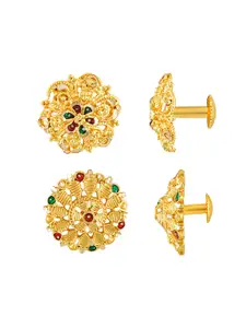 DIVASTRI Set Of 2 Gold-Plated Stone Studded Circular Studs
