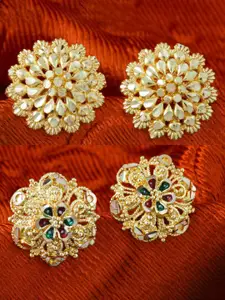 DIVASTRI Set of 2 Gold-Plated Circular Studs Earrings