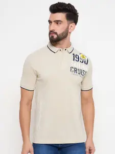 Duke Men Typography Printed Polo Collar Cotton Slim Fit T-shirt
