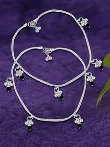 Heer Collection Set Of 2 Silver-Plated Anklets