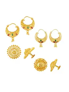 DIVASTRI Set Of 4 Gold-Plated Circular Studs
