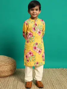 Readiprint Boys Floral Printed Regular Pure Cotton Kurta with Pyjama