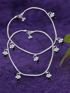 Heer Collection Set Of 2 Silver-Plated Anklets