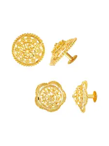 DIVASTRI Set Of 2 Gold-Plated Circular Studs