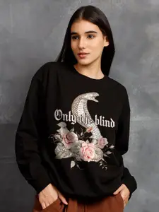 PRONK Women Cotton Printed Sweatshirt