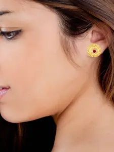 DIVASTRI Set Of 2 Gold-Plated Circular Stone Studded Studs