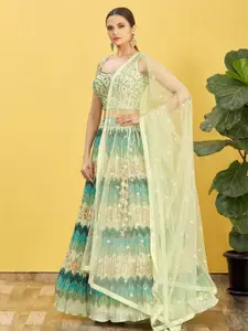 ODETTE Embroidered Sequinned Semi-Stitched Lehenga & Unstitched Blouse With Dupatta