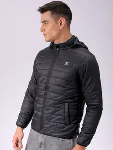 The Indian Garage Co Men Zip-Front Puffer Jacket with Detachable Hood