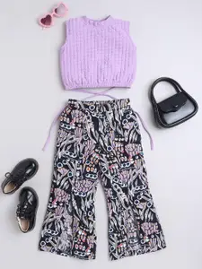taffykids Girls High Neck Crop Top with Trousers