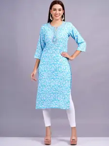 HIGHLIGHT FASHION EXPORT Women Floral Mirror Work Kurta