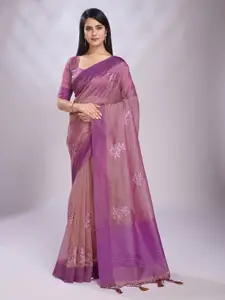 Mitera Embellished Embroidered Organza Saree