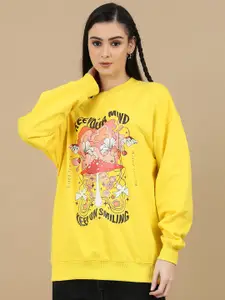 SILISOUL Women Graphic Printed Pure Cotton Sweatshirt