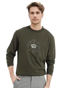 RARE RABBIT Men Graphic Printed Cotton Sweatshirt