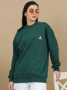 SILISOUL Women Pure Cotton Printed Sweatshirt