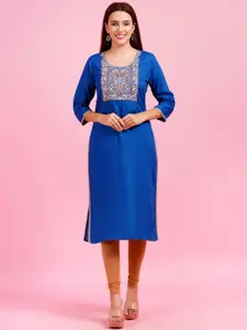 HIGHLIGHT FASHION EXPORT Yoke Design Round Neck Straight Kurta