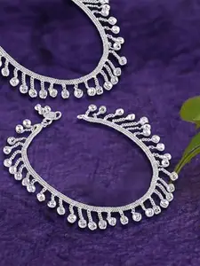 Heer Collection Set Of 2 Silver-Plated Stone Studded Anklets