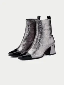 Oroh Women Leather Block Heel Regular Boots