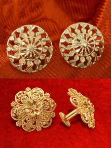 DIVASTRI Set Of 2 Gold-Plated Stone Studded Circular Studs