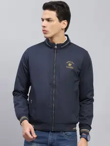 Monte Carlo Men Mock Collar Solid Casual Bomber Jacket