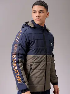The Indian Garage Co Men Hooded Colourblocked Casual Puffer Jacket