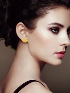 DIVASTRI Set Of 4 Gold-Plated Stone Studded Circular Studs Earrings