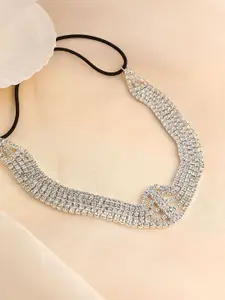 SOHI Silver-Plated The Bijou Collar Stone Studded Minimal Necklace