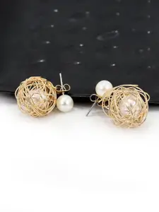 VAGHBHATT Gold-Plated Pearl Studded Classic Drop Earrings