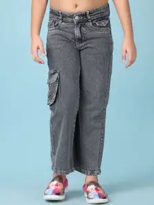 V-Mart Girls Cotton Clean Look Mid-Rise Regular Fit Cargo Styles Stretchable Jeans