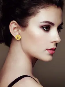 DIVASTRI Set of 4 Gold-Plated Circular Studs Earrings