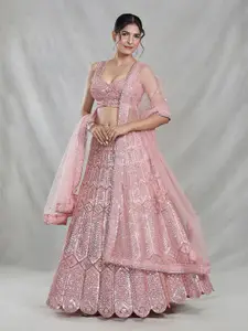 Samyukta Singhania Embellished Sequinned Net Ready to Wear Lehenga & Blouse With Dupatta