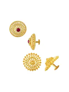 DIVASTRI Set of 2 Gold-Plated Circular Studs Earrings