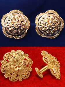 DIVASTRI Set of 2 Gold-Plated Circular Studs Earrings