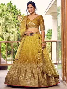 ODETTE Embellished Sequinned Semi-Stitched Lehenga & Unstitched Blouse With Dupatta