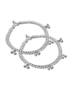 Heer Collection Set Of 2 Silver-Plated Anklets