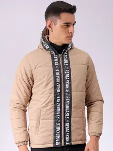 The Indian Garage Co Men Hooded Typography Printed Puffer Jacket