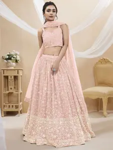 ODETTE Embellished Sequinned Semi-Stitched Lehenga & Unstitched Blouse With Dupatta