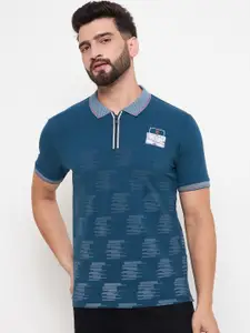 Duke Men Abstract Printed Polo Collar Cotton Slim Fit T-shirt