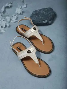 Bata Women Printed T-Strap Flats