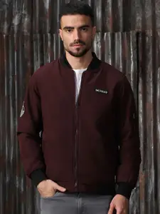 High Star Men Stand Collar Solid Casual Bomber Jacket