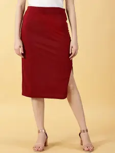 PURPLE FLAUNT Women High-Rise Straight Skirt