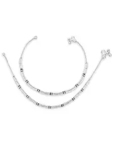 Heer Collection Set Of 4 Silver-Plated Anklet